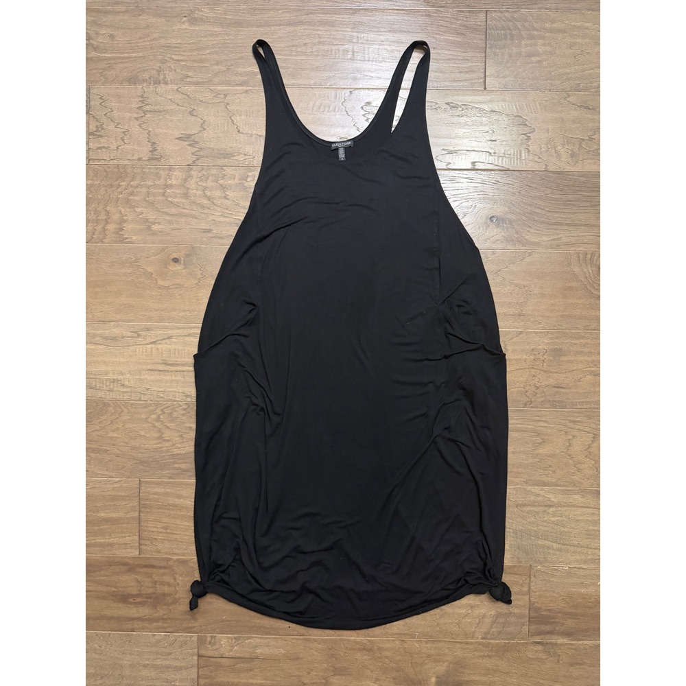 Eileen Fisher Tank Dress Women 1X Black Viscose Solid Relaxed Pocket Knot Casual